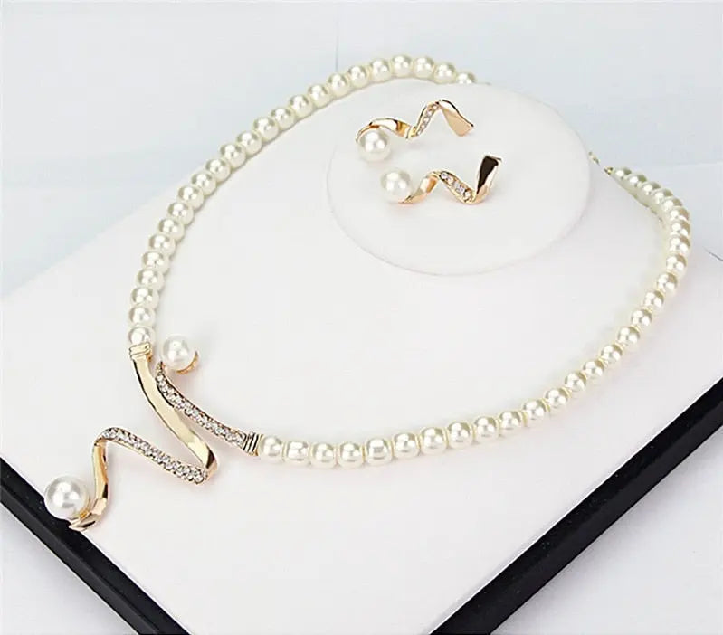 Natural Pearl Necklace + Earrings Set 2