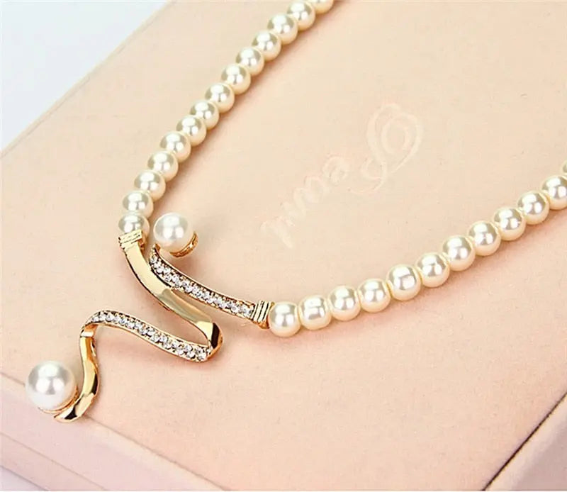 Natural Pearl Necklace + Earrings Set 3