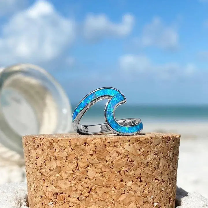 Ocean Waves Ring made of Opal and Silver 0