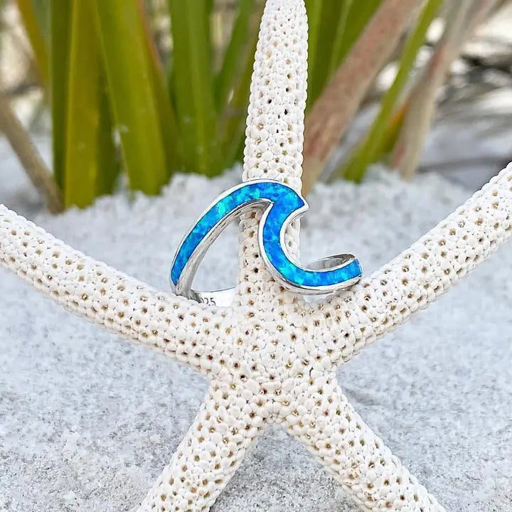 Ocean Waves Ring made of Opal and Silver 1