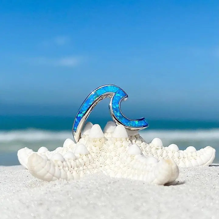 Ocean Waves Ring made of Opal and Silver 2