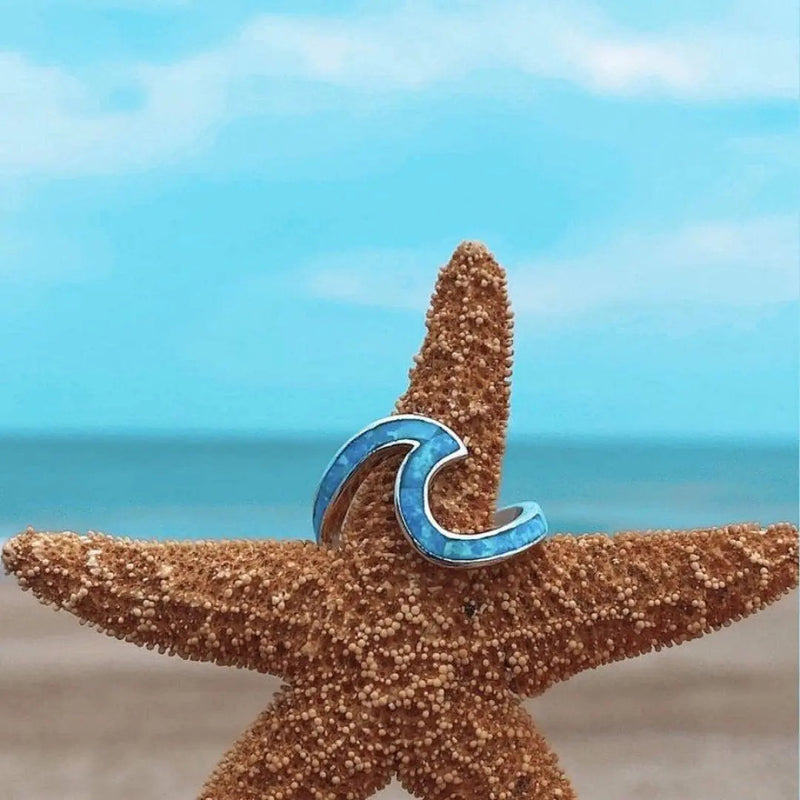 Ocean Waves Ring made of Opal and Silver 4