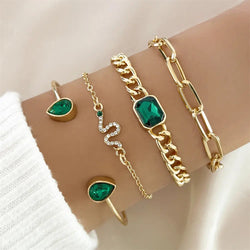 Pack of Bracelets with Green Crystals 0