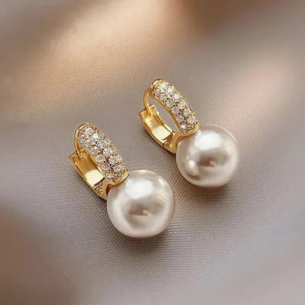Pearl Earrings with Rhinestones 0