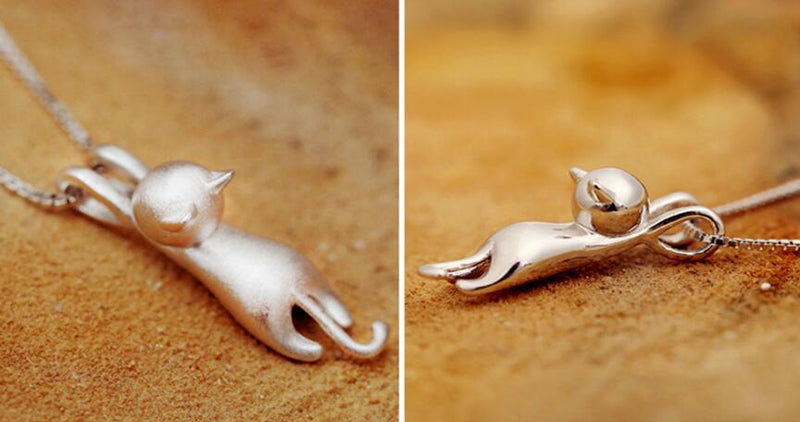 Playful Cat Necklace made of 925 Sterling Silver 2