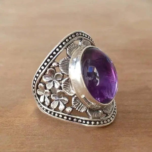 Purple gemstone flower ring 1