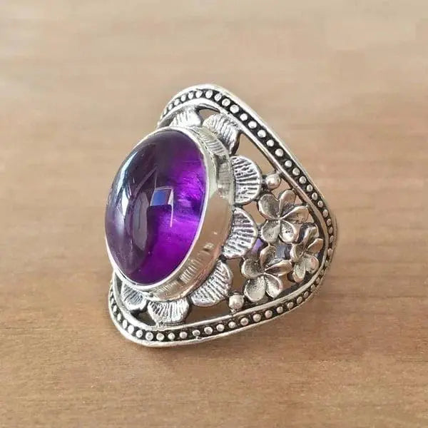 Purple gemstone flower ring 2