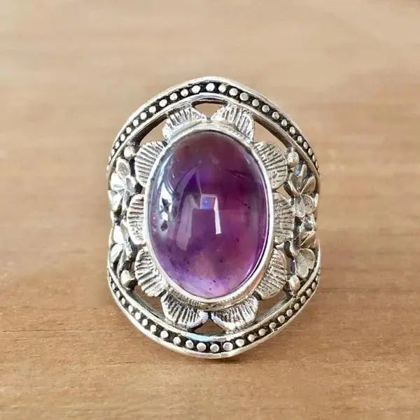 Purple gemstone flower ring 3