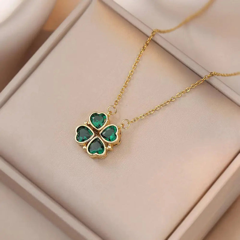 Radiant clover necklace with vibrant green gemstones 0