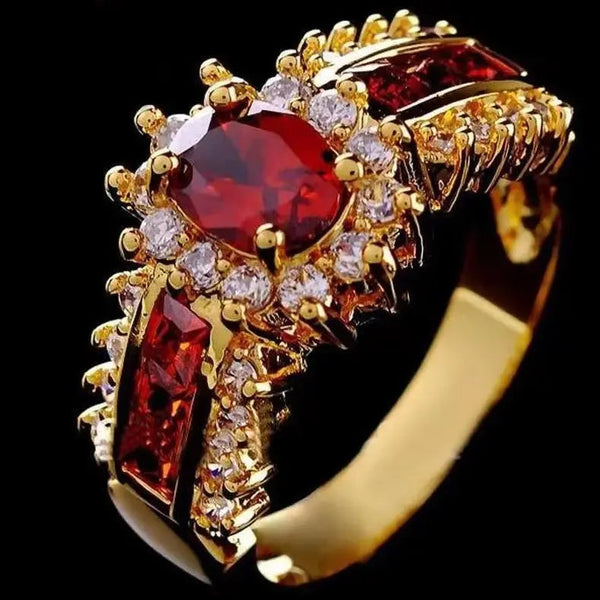 Red Ring in Vintage Gold 0