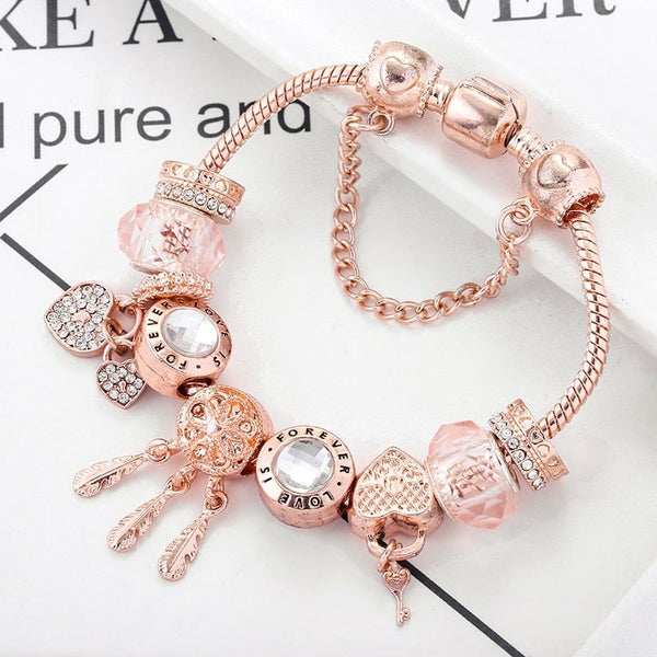Rose Dreamcatcher Bracelet with Charms Included in Sterling Silver 0