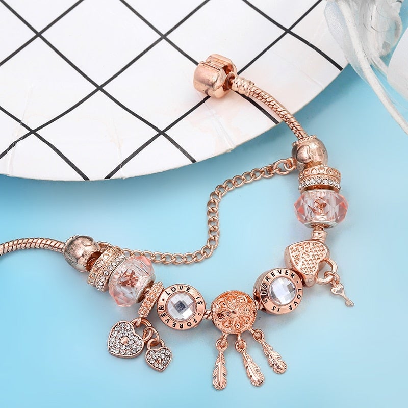 Rose Dreamcatcher Bracelet with Charms Included in Sterling Silver 3