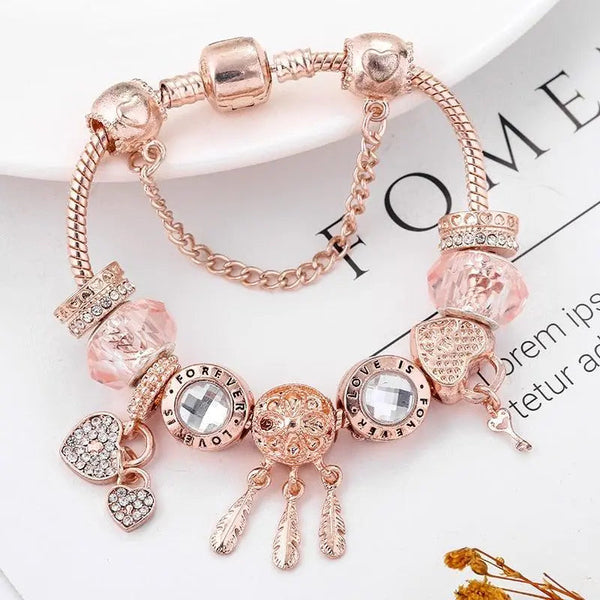 Rose Dreamcatcher Bracelet with Charms in Sterling Silver Included 0