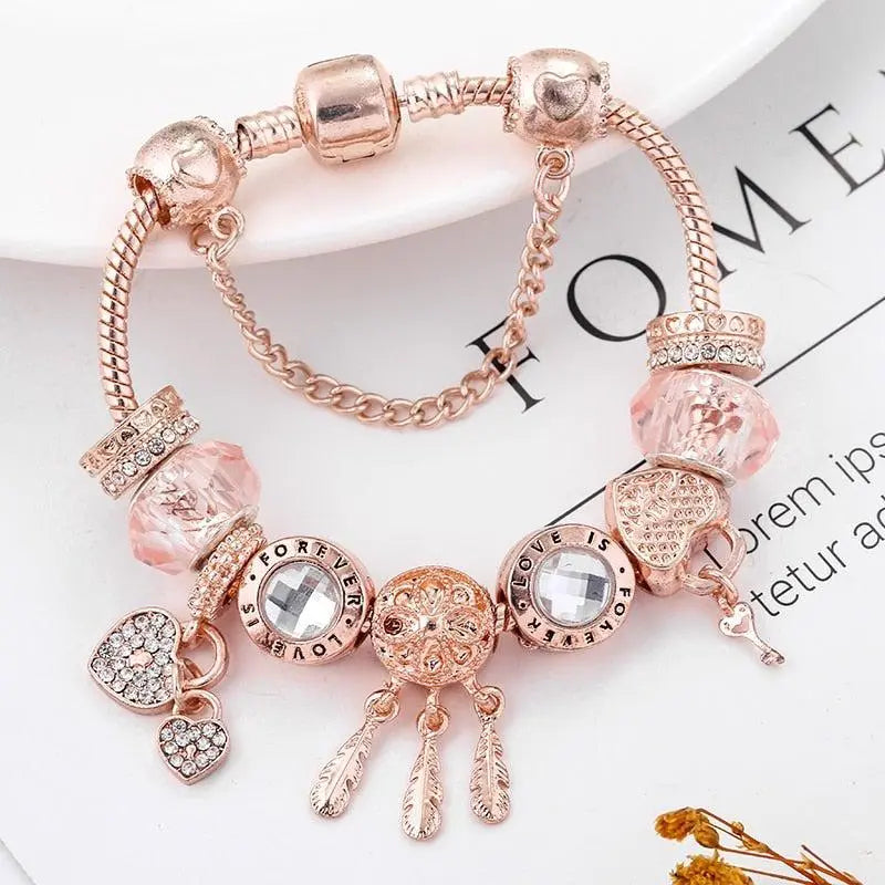 Rose Dreamcatcher Bracelet with Charms in Sterling Silver Included 0