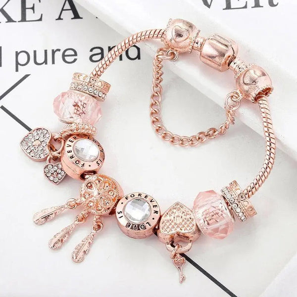 Rose Dreamcatcher Bracelet with Charms in Sterling Silver Included 1