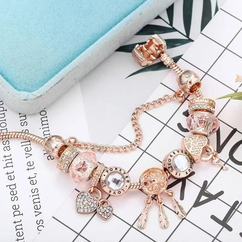 Rose Dreamcatcher Bracelet with Charms in Sterling Silver Included 2