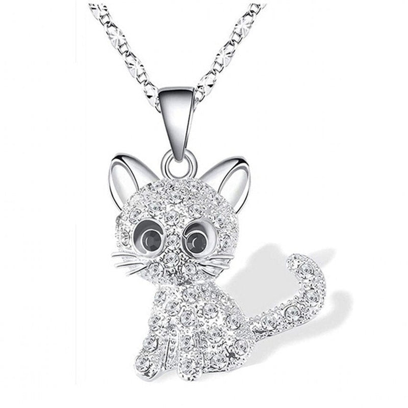 Silver Baby Kittens and Coloured Zirconia Necklace 0