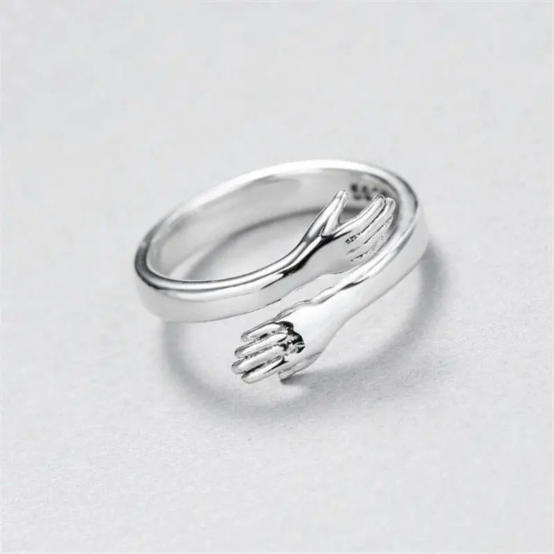 Silver adjustable hug ring 0
