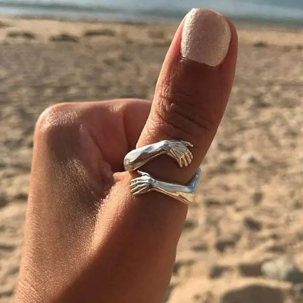 Silver adjustable hug ring 1