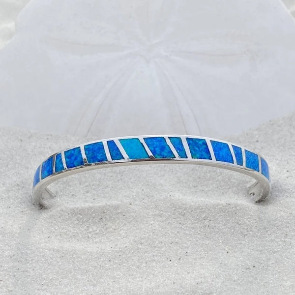 Silver bracelet with blue opal stone 1