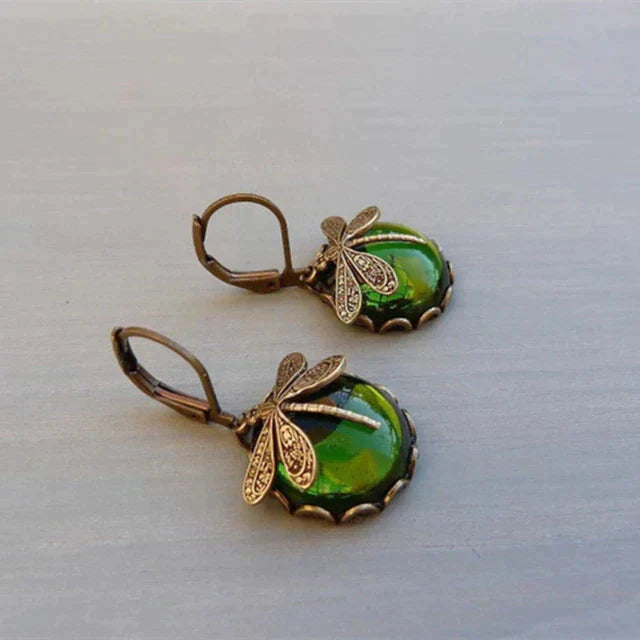 Spherical Dragonfly Earrings in Antique Gold 6