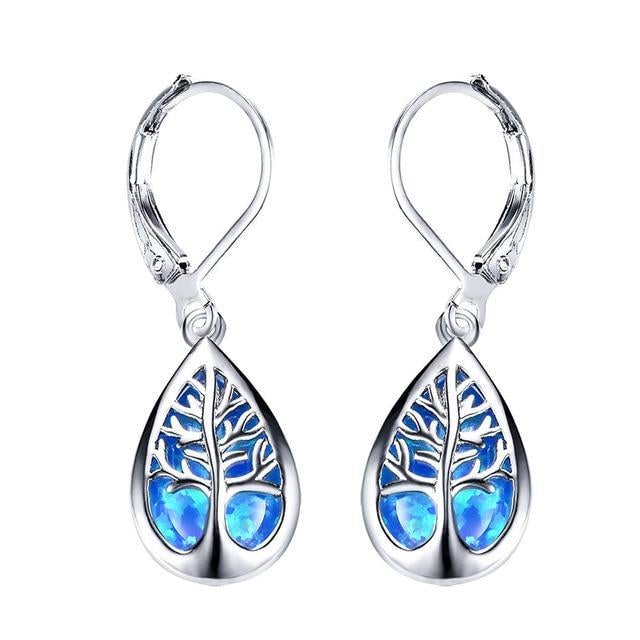 Tree of Life Earrings in Opal and Silver 0