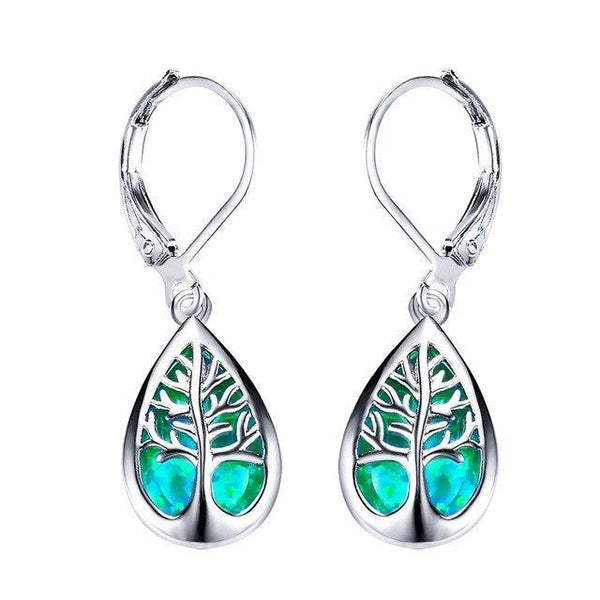 Tree of Life Earrings in Opal and Silver 1