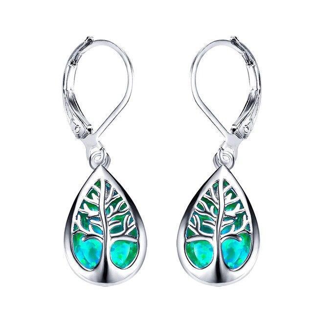 Tree of Life Earrings in Opal and Silver 1