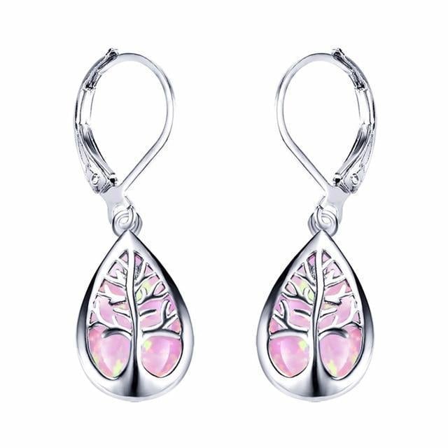Tree of Life Earrings in Opal and Silver 2