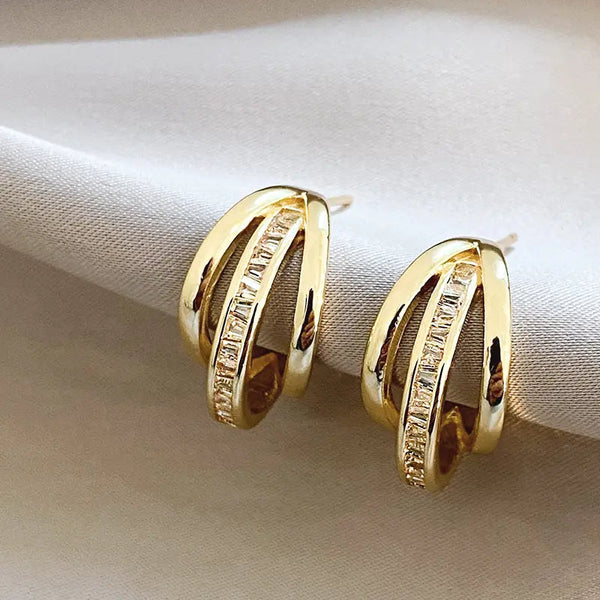 Triple Tire Earrings in Gold 0