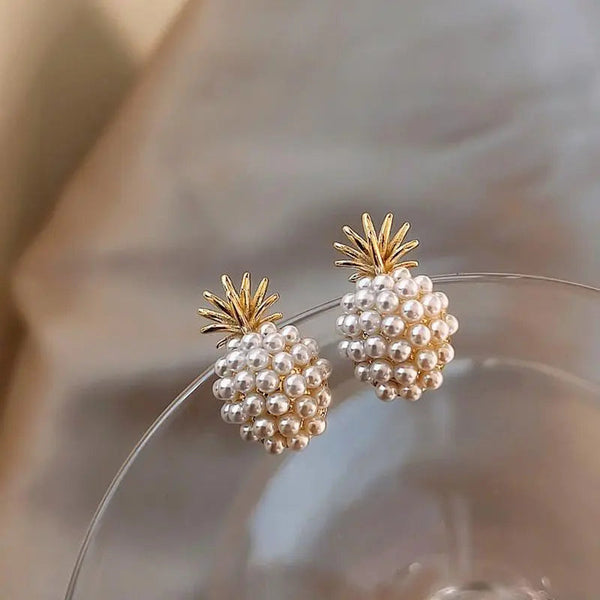 Tropical Pineapple and Pearl-Embellished Earrings 0