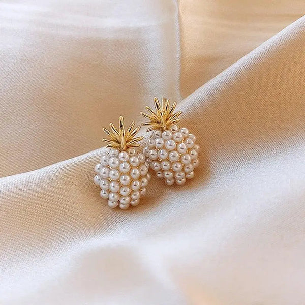 Tropical Pineapple and Pearl-Embellished Earrings 1