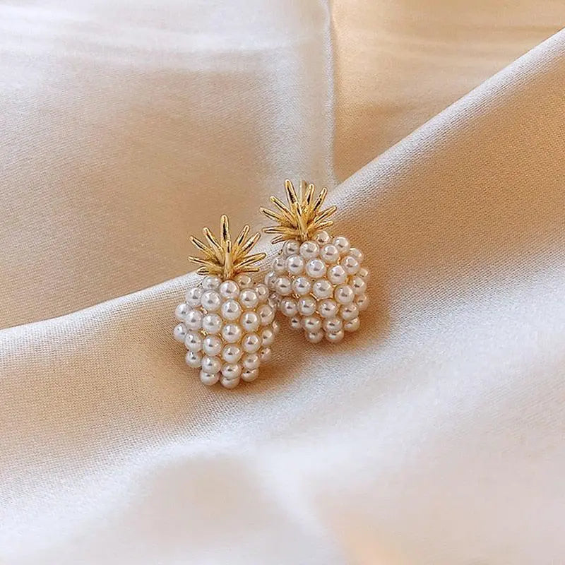 Tropical Pineapple and Pearl-Embellished Earrings 1