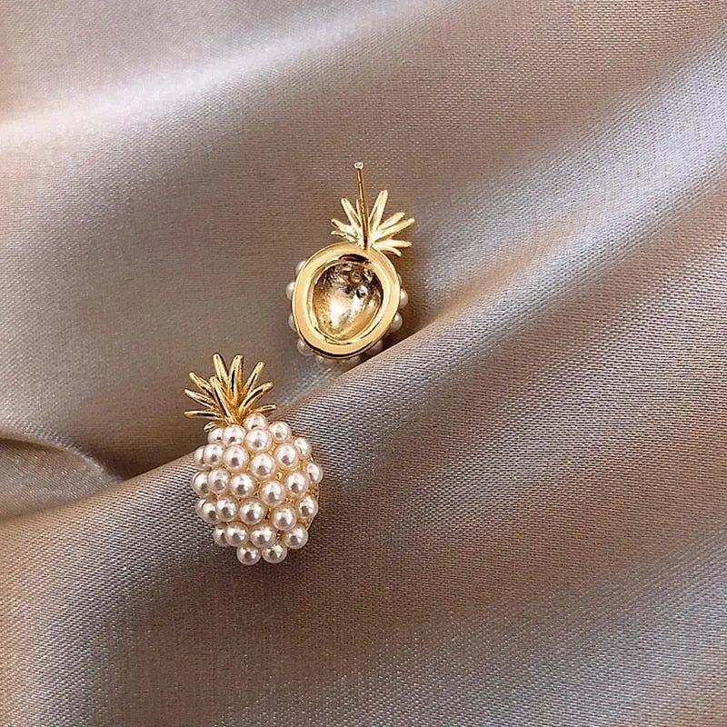 Tropical Pineapple and Pearl-Embellished Earrings 2