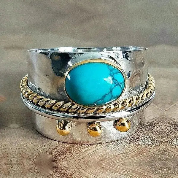Turquoise wide band ring 0
