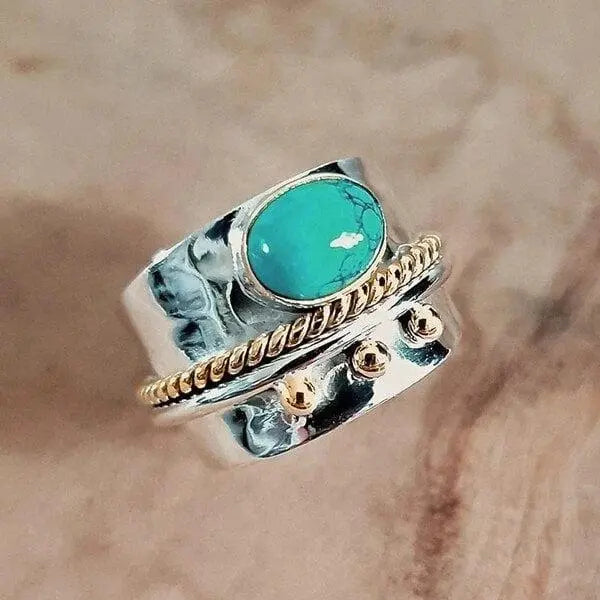 Turquoise wide band ring 1