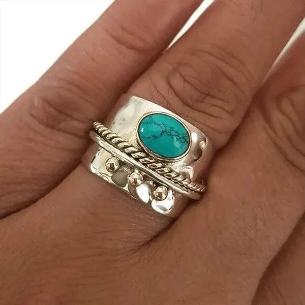 Turquoise wide band ring 2