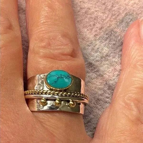 Turquoise wide band ring 3