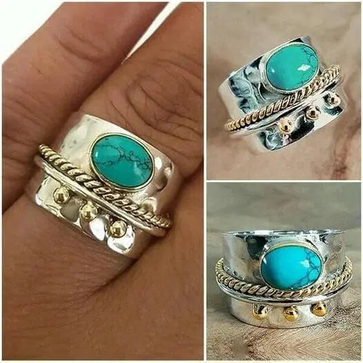 Turquoise wide band ring 4