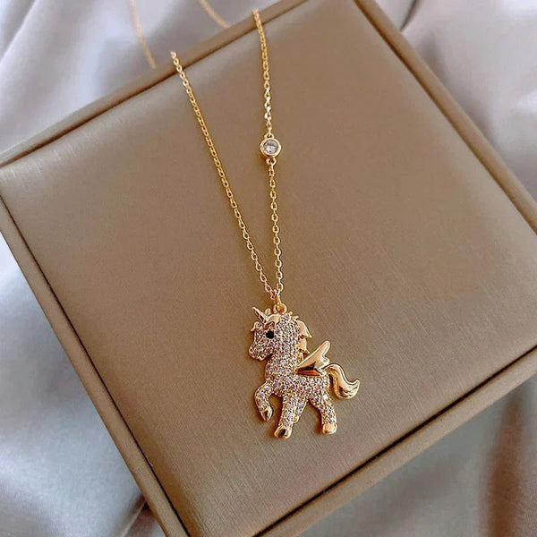 Unicorn Zirconium Necklace in Gold 0