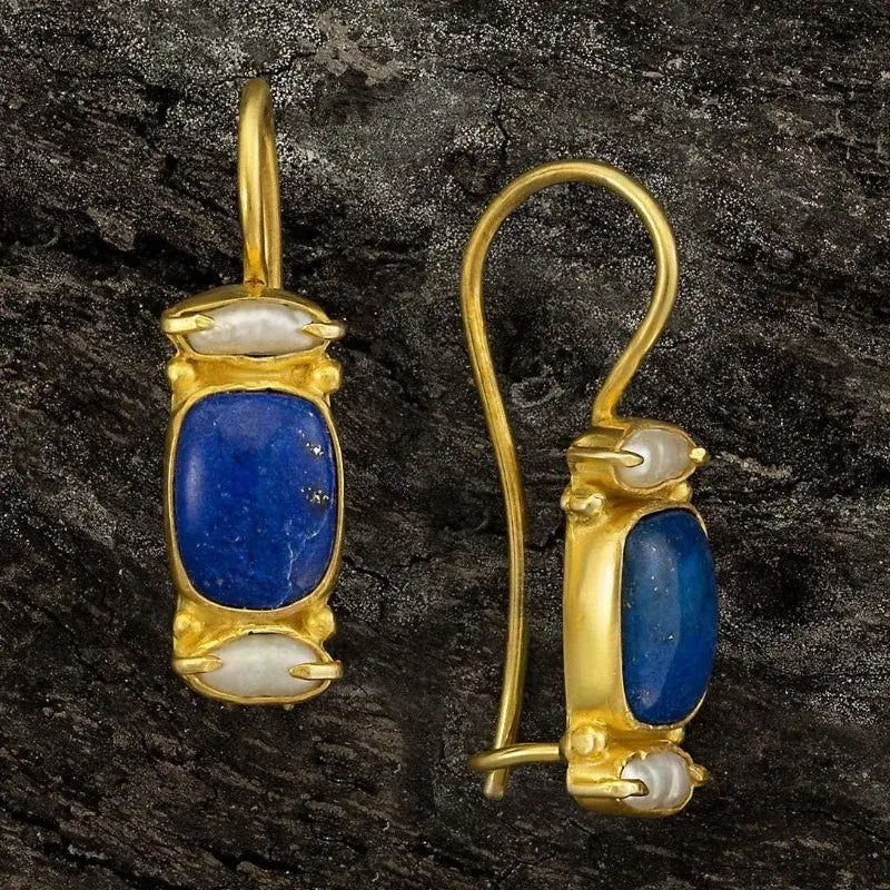 Vintage Earrings in Blue and Gold 0