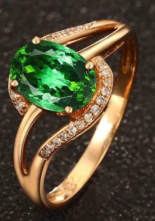 Vintage Garnet Crystal Zirconia Gold Ring 0