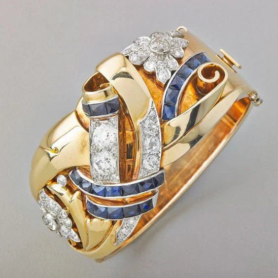Vintage Gold Blue Zirconia Ring 0