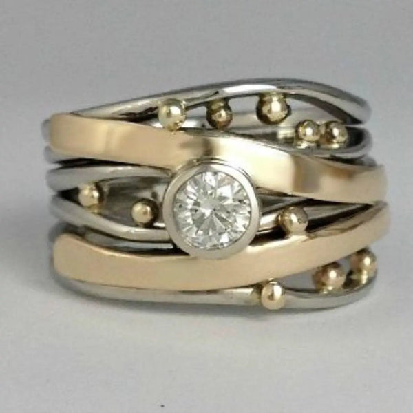 Vintage Gold Inlaid Zirconia Ring 0