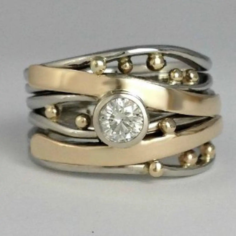 Vintage Gold Inlaid Zirconia Ring 0