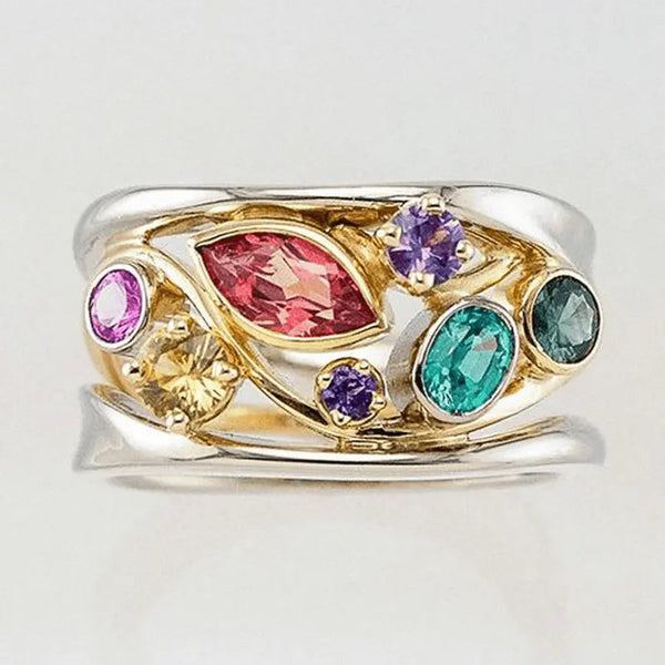 Vintage Gold & Silver Colorful Zirconia Ring 0