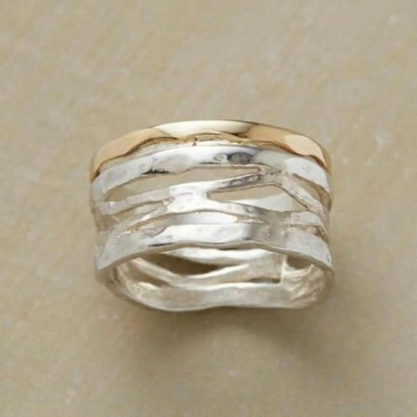 Vintage Gold & Silver Hollow Ring 0