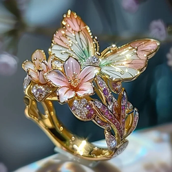 Vintage Golden Brimhaven Floral Ring 0