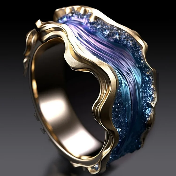 Vintage Golden Ocean Ring 0