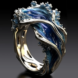 Vintage Golden Ocean Wavy Ring 0